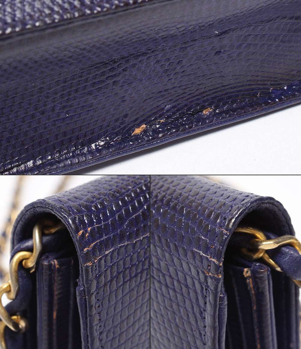 CHANEL チェーンショルダバッグ 肩掛け ゴールド金具 リザード 0番台 レディース シャネル