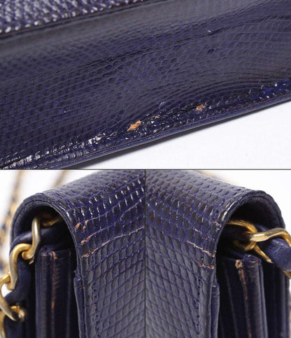 CHANEL チェーンショルダバッグ 肩掛け ゴールド金具 リザード 0番台 レディース シャネル