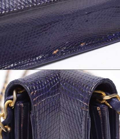 CHANEL チェーンショルダバッグ 肩掛け ゴールド金具 リザード 0番台 レディース シャネル