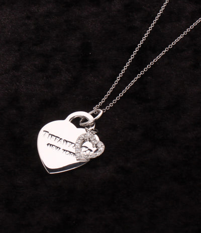 美品 Tiffany & Co. ネックレス K18  ダイヤ リターントゥティファニー ハートタグ 銀座 GINZA レディース ティファニー