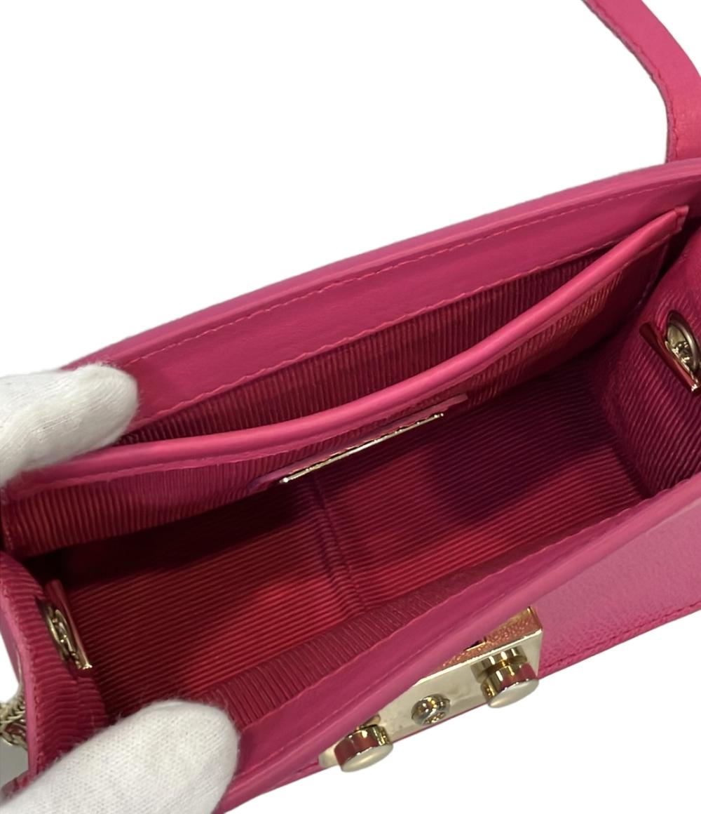 美品 Furla 2way チェーンショルダーバッグ 斜め掛け クラッチバッグ メトロポリスミニ レディース フルラ