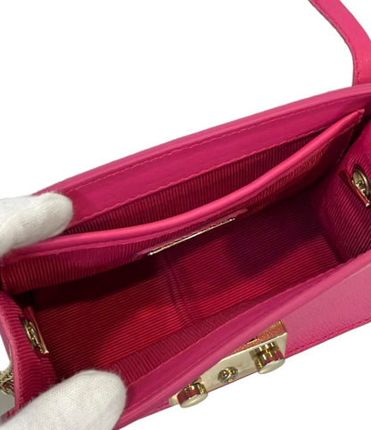 美品 Furla 2way チェーンショルダーバッグ 斜め掛け クラッチバッグ メトロポリスミニ レディース フルラ