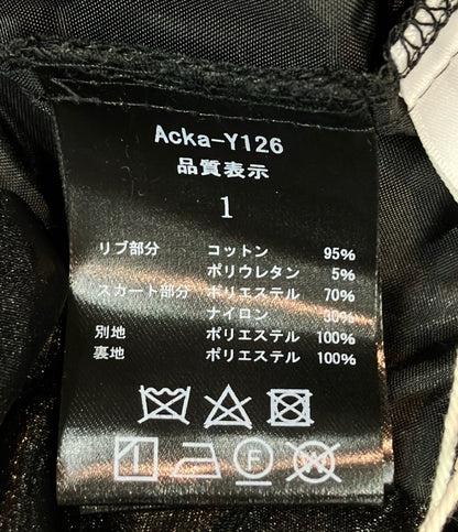美品 Acka 長袖ワンピース タグ付き トップスリブ スカートジャガードドッキング docking frill one-piece Acka-Y126 レディース SIZE 1 (S) エーカ