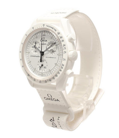 美品 腕時計 OMEGA × SWATCH x Snoopy MOONSWATCH MISSION TO THE MOONPHASE クオーツ ホワイト ユニセックス オメガ スウォッチ