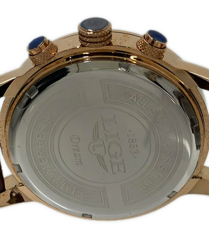 LIGE 腕時計 クオーツ ブラック メンズ リジェ