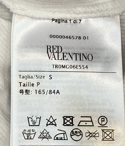 美品 レッドヴァレンティノ リボン付き タンクトップ ドットチュールパネル レディース SIZE S (S) RED VALENTINO