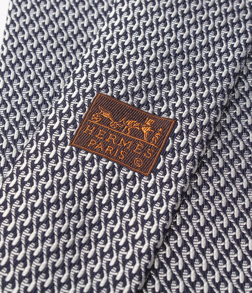 美品 HERMES ネクタイ シルク100％ 総柄 メンズ エルメス