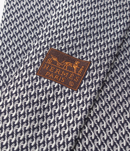 美品 HERMES ネクタイ シルク100％ 総柄 メンズ エルメス