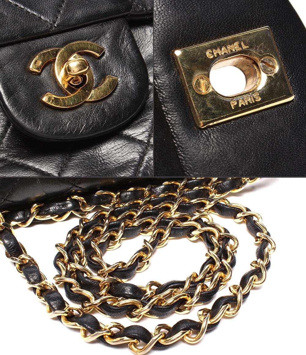 CHANEL チェーンショルダーバッグ 肩掛け ゴールド金具 1番台 ダブルフラップ ダブルチェーン スムースレザー マトラッセ25 レディース シャネル