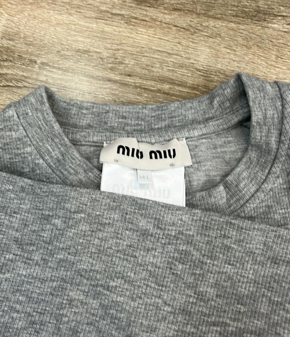 MIU MIU ミュウミュウ 新品同様 グレー ニット 半袖Tシャツ 現行品 miu miu ミュウミュウ 半袖ニット カットソー カシミヤ100