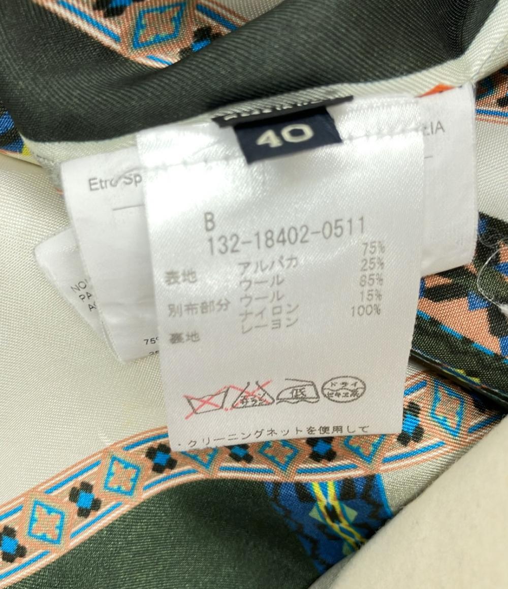 エトロ ウールアルパカ切り替えノーカラーロングコート アウター ジャケット レディース SIZE 40 (M) ETRO