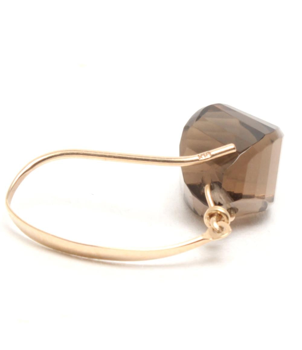 美品 ピアス K10 スモーキークォーツ レディース