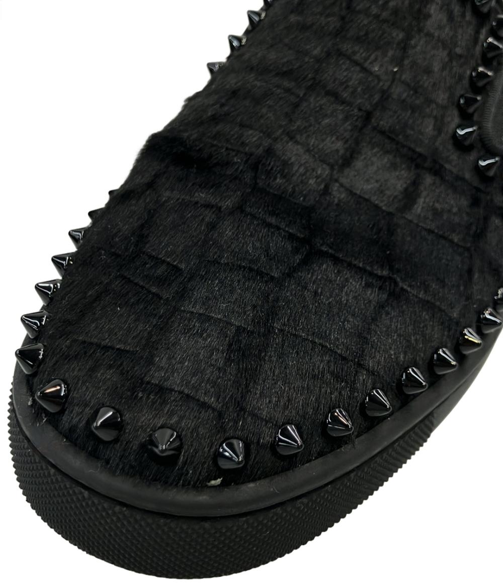 美品 Christian Louboutin スリッポン ハラコ スタッズ Pik Boat メンズ SIZE 40 (S) クリスチャンルブタン