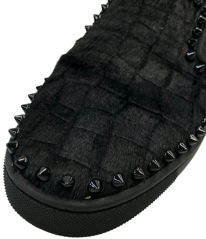 美品 Christian Louboutin スリッポン ハラコ スタッズ Pik Boat メンズ SIZE 40 (S) クリスチャンルブタン