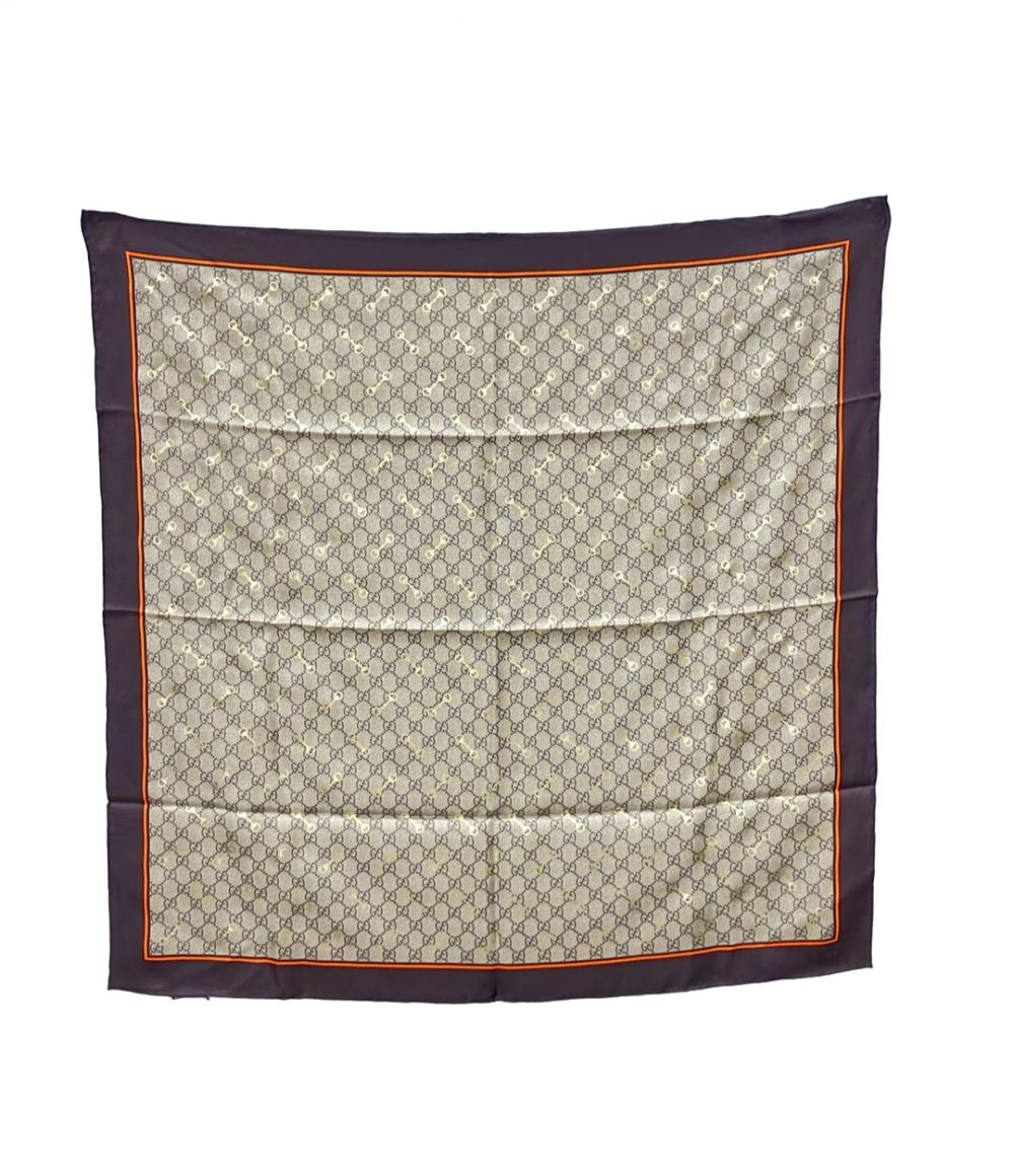 美品 グッチ スカーフ シルク100% GGホースビット 662576 3G001 レディース GUCCI