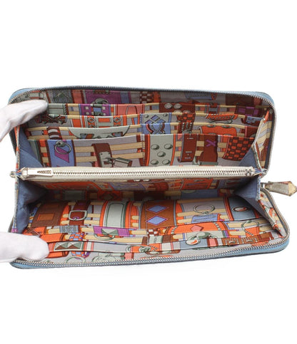 エルメス ラウンドファスナー長財布 □R刻印 シルバー金具 アザップロング シルクイン レディース HERMES