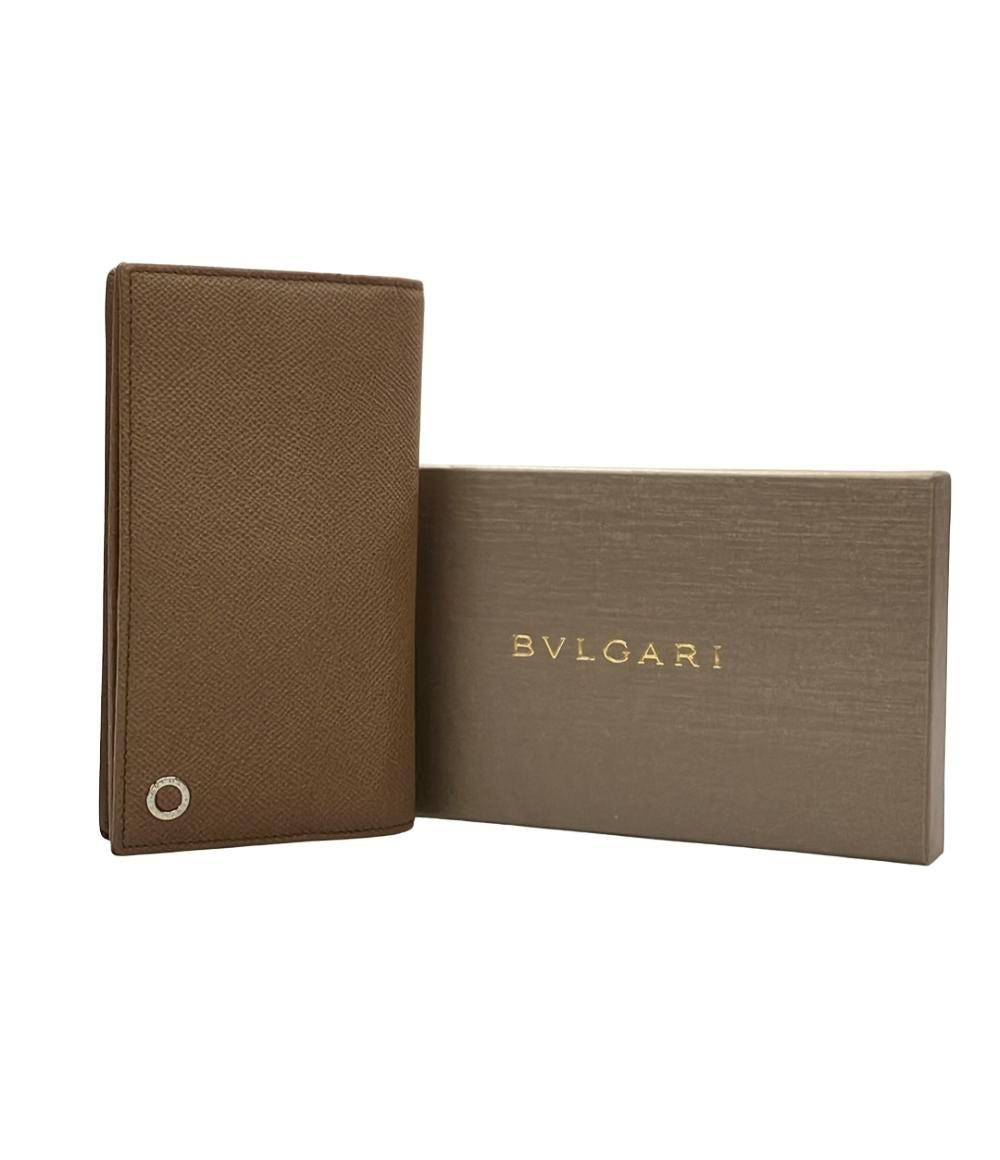 BVLGARI ブラウンレザー 二つ折り財布 正規品】BVLGARI ブルガリ 二つ折り財布 レザー ブラウン メンズ