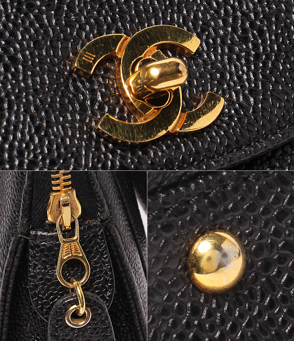 CHANEL チェーンショルダーバッグ 肩掛け ゴールド金具 5番台 キャビアスキン レディース シャネル