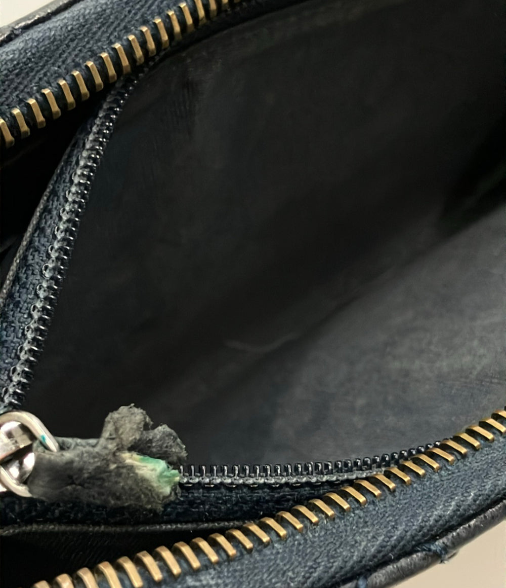 CHANEL ラウンドファスナー長財布 スタッズ レザー マトラッセ レディース シャネル