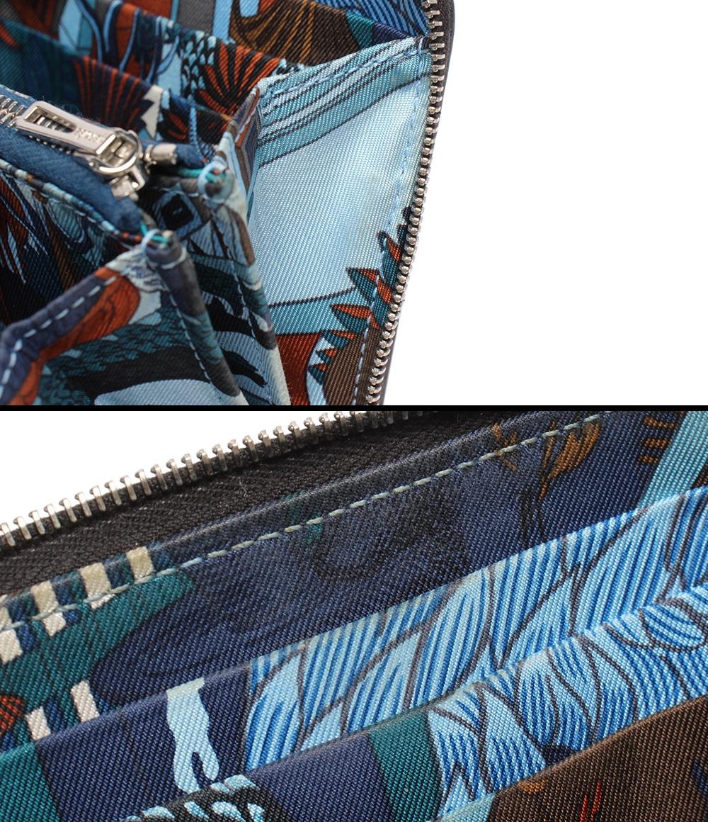 HERMES ラウンドファスナー財布 D刻印 シルバー金具 アザップコンパクト シルクイン レディース エルメス