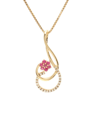 美品 ネックレス K18 ルビー 0.28ct ダイヤ 0.14ct レディース