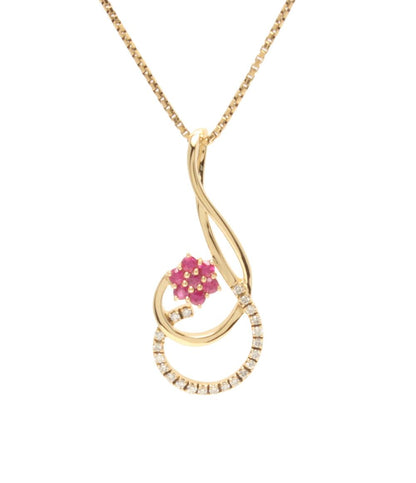 美品 ネックレス K18 ルビー 0.28ct ダイヤ 0.14ct レディース