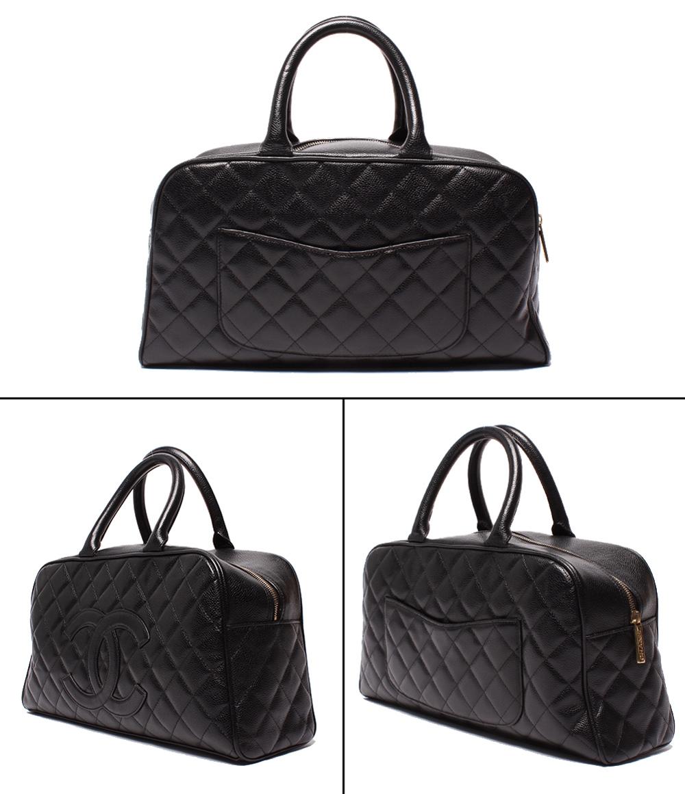 CHANEL ミニボストンバッグ ハンドバッグ マトラッセ ココマーク キャビアスキン ゴールド金具 レディース シャネル