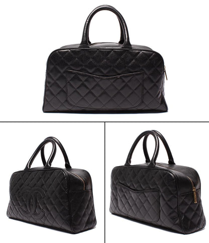 CHANEL ミニボストンバッグ ハンドバッグ マトラッセ ココマーク キャビアスキン ゴールド金具 レディース シャネル