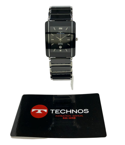 TECHNOS 腕時計 クオーツ ブラック T9137 メンズ テクノス