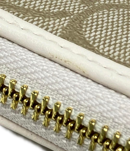 美品 コーチ ラウンドファスナー長財布 シグネチャー レディース COACH