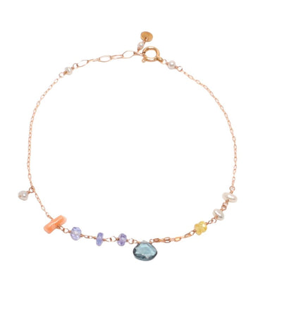 美品 TILLA EARTH ブレスレット K18 ブルートパーズ ロンドンブルー パール レディース ティーラアース