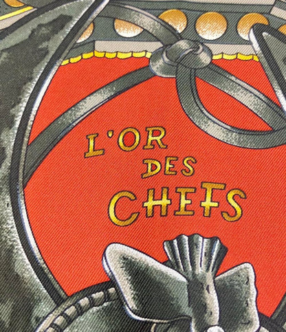 美品 HERMES スカーフ シルク100% カレ90 L'OR DES CHEFS レディース エルメス