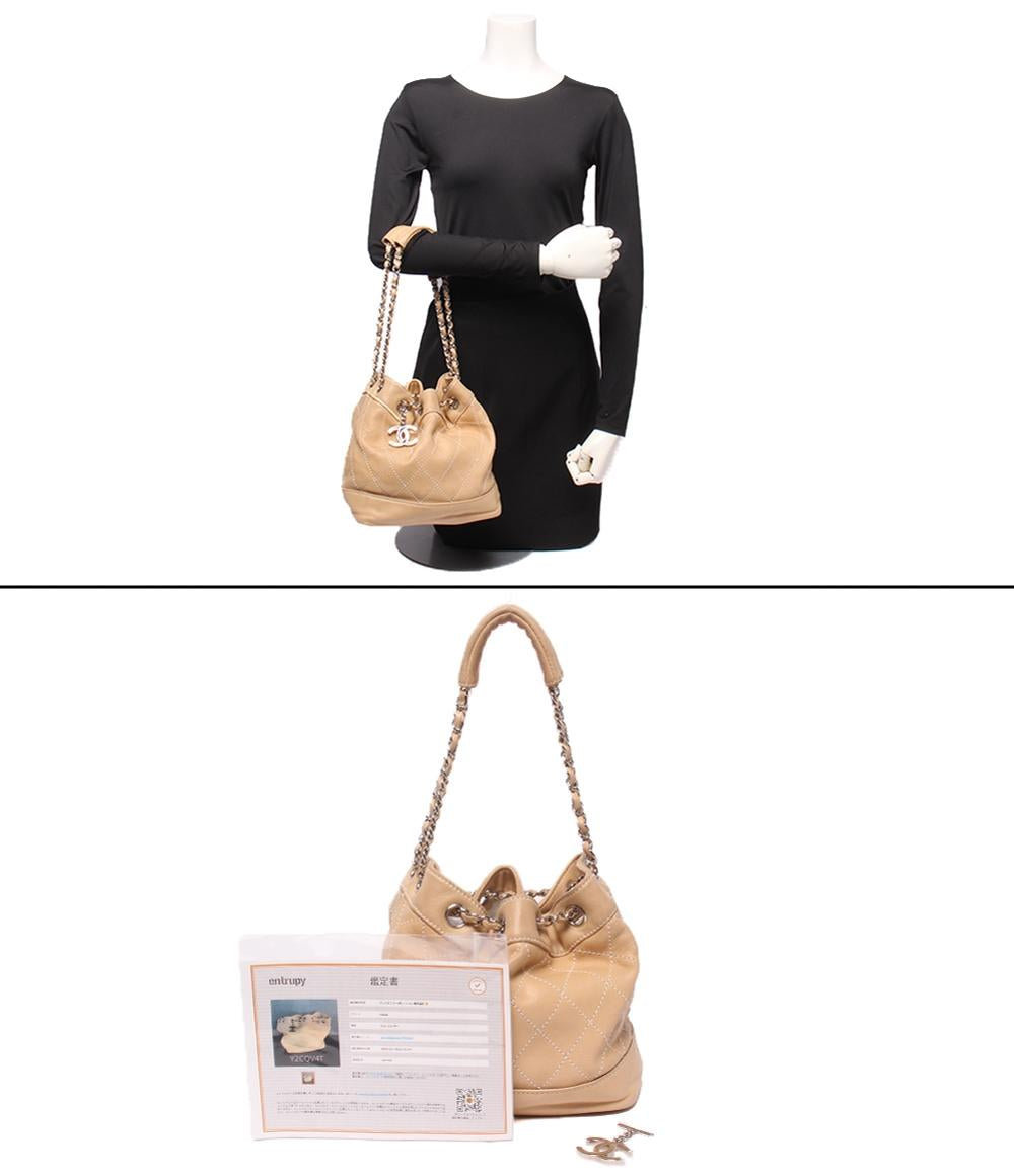 CHANEL シャネル シルバー 巾着 ハンドバック ショルダー 斜め掛け