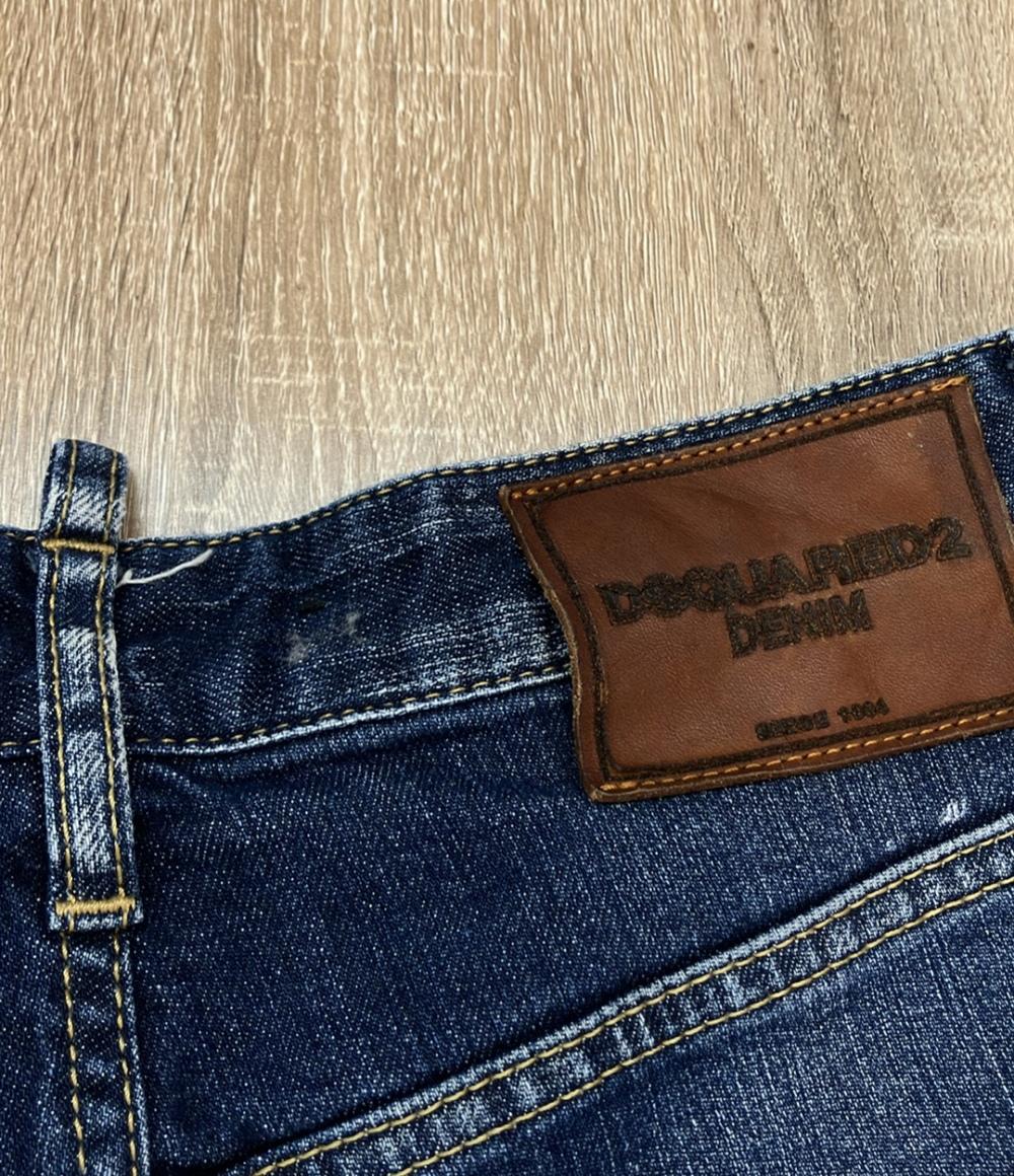 DSQUARED2 デニムパンツ ダークウォッシュ ペイント 破れ ヒゲ加工  tidy biker jeans メンズ SIZE 46 (S) ディースクエアード