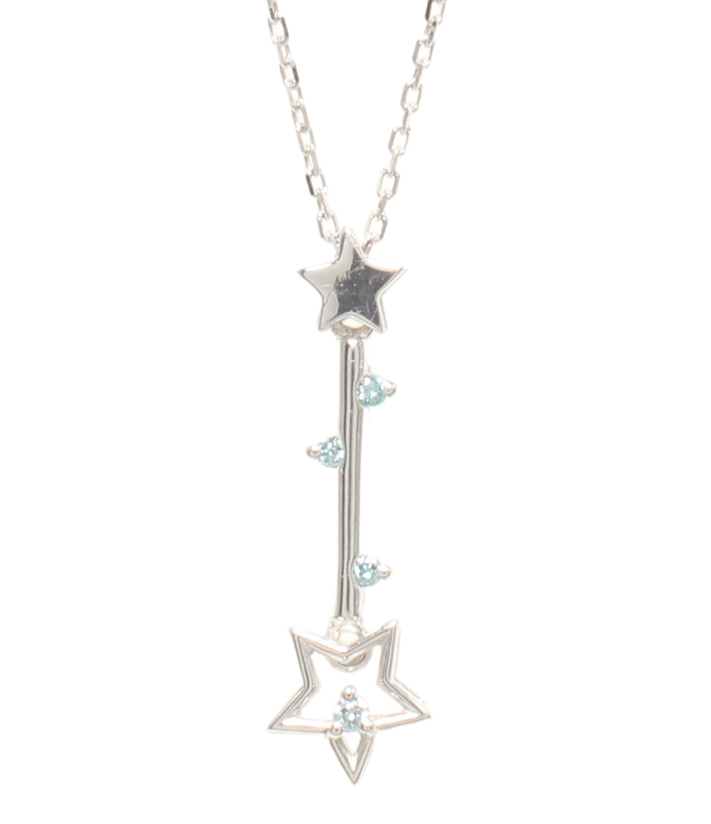 ネックレス K18WG ブルーダイヤ0.03ct レディース