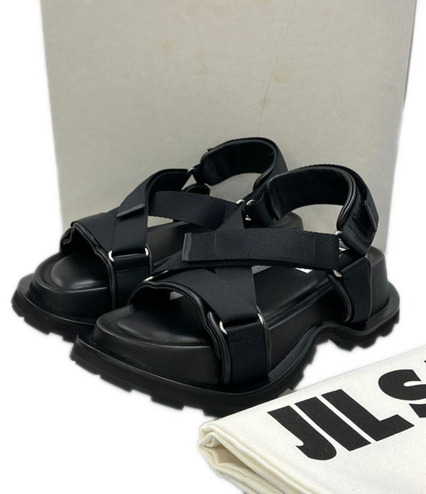美品 JIL SANDER プラットフォームサンダル クロスストラップ JP38010A