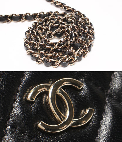 美品 CHANEL チェーンショルダーバッグ 肩掛け 斜め掛け シルバー金具 シングルチェーン シャイニークランプル マトラッセ ラムスキン AP4349