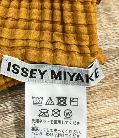 美品 ISSEY MIYAKE 長袖シャツ ワッフル プリーツ マスタード IM01FJ101 レディース SIZE 2 (M) イッセイミヤケ