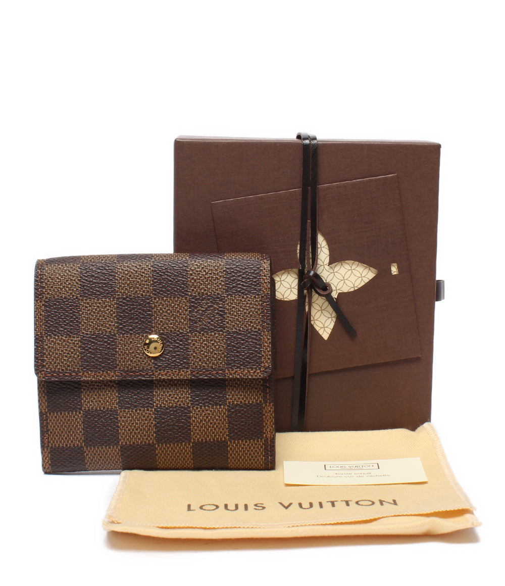 美品 LOUIS VUITTON 二つ折り財布 ｗホック ポルトフォイユ エリーズ ダミエ エヌベ N61654 レディース メンズ ルイ・ヴィトン