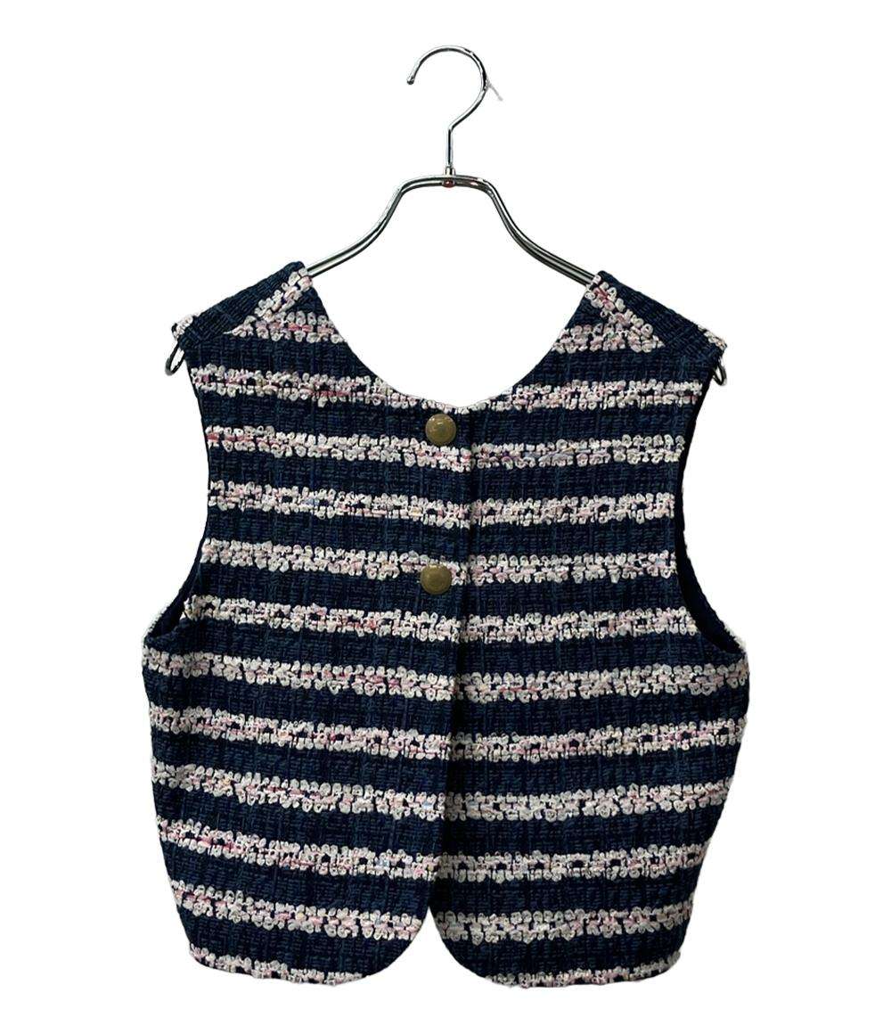 TOMORROWLAND ジレ ベスト カーディガン フルールボーダー フロンタブルジレ 14-07-51-07153 レディース SIZE 36 (XS) トゥモローランド