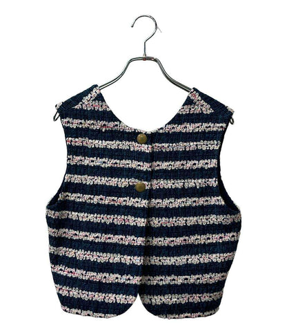 TOMORROWLAND ジレ ベスト カーディガン フルールボーダー フロンタブルジレ 14-07-51-07153 レディース SIZE 36 (XS) トゥモローランド