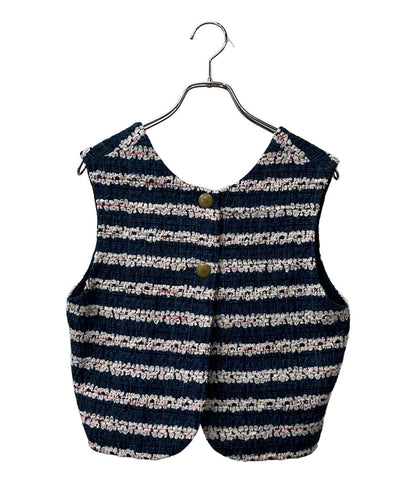 TOMORROWLAND ジレ ベスト カーディガン フルールボーダー フロンタブルジレ 14-07-51-07153 レディース SIZE 36 (XS) トゥモローランド