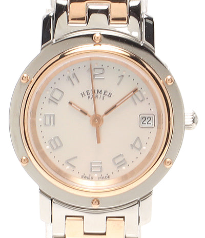 HERMES 腕時計 クリッパー ナクレ クオーツ ピンク CL4.221 レディース エルメス