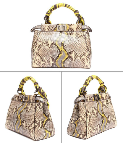 フェンディ ショルダーバッグ ハンドバッグ シルバー金具 ミニピーカブー パイソン 8BN244 レディース FENDI