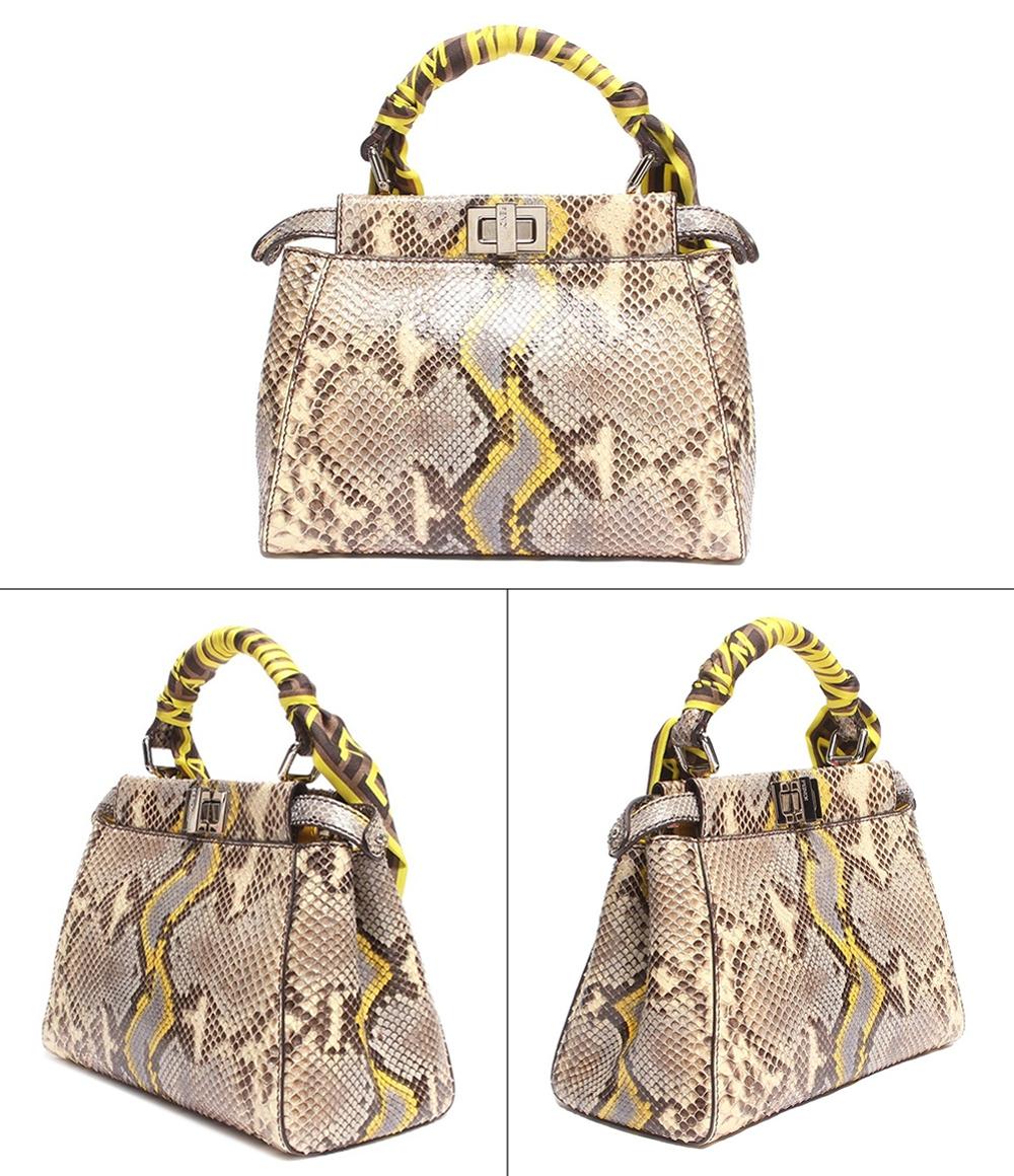 フェンディ ショルダーバッグ ハンドバッグ シルバー金具 ミニピーカブー パイソン 8BN244 レディース FENDI