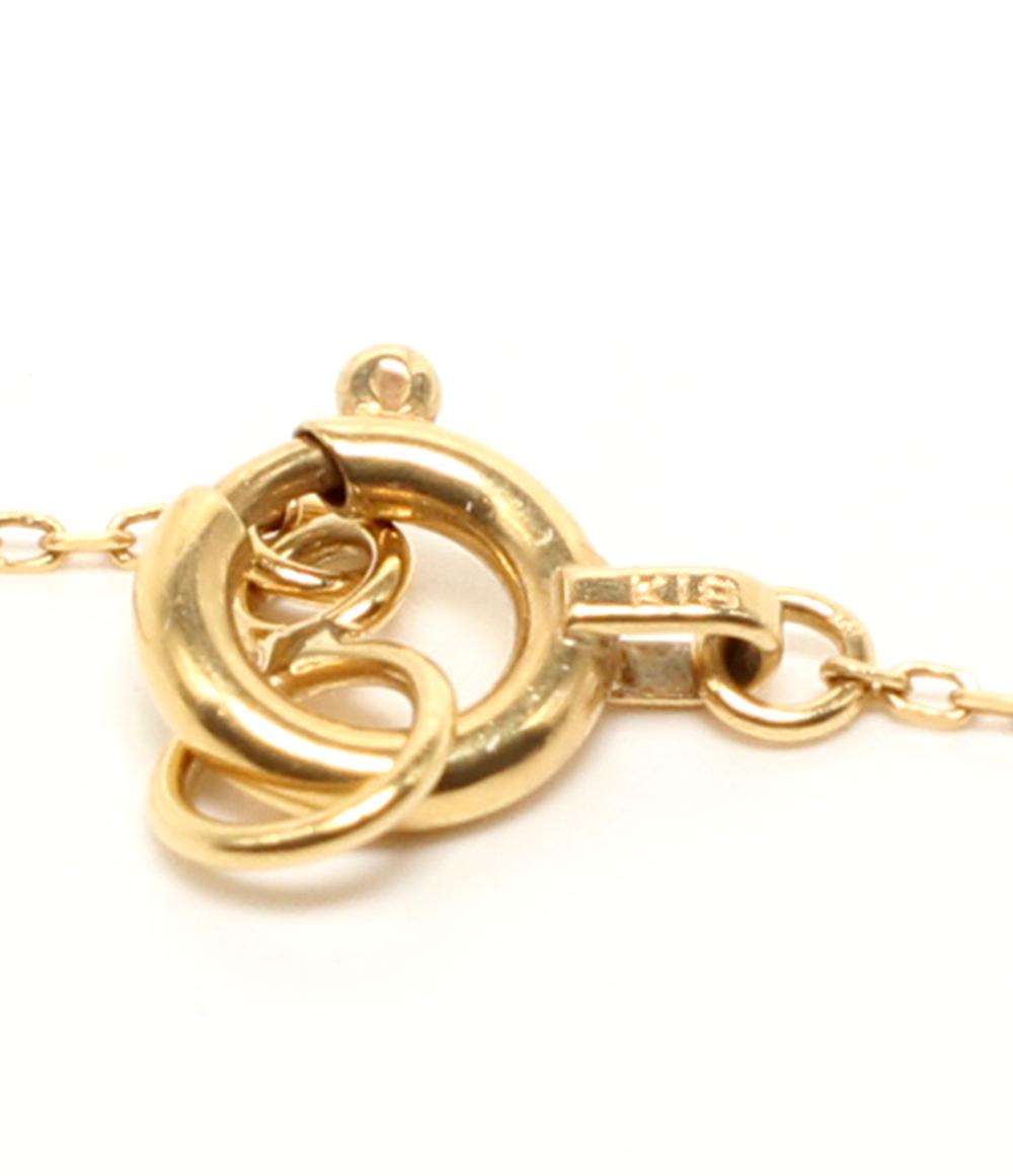 美品 AHKAH ネックレス K18 ダイヤ 0.02ct ハートモチーフ レディース