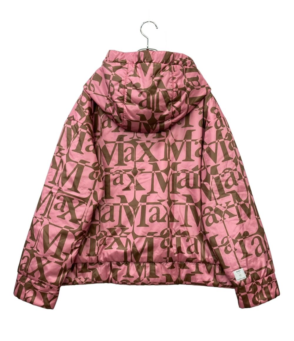 美品☆SMaxMara☆リバーシブル薄紫ビジューフードタフタコート☆４０ S Max Mara☆ ビジュー付き光沢タフタコートリバーシブル☆グレージュ