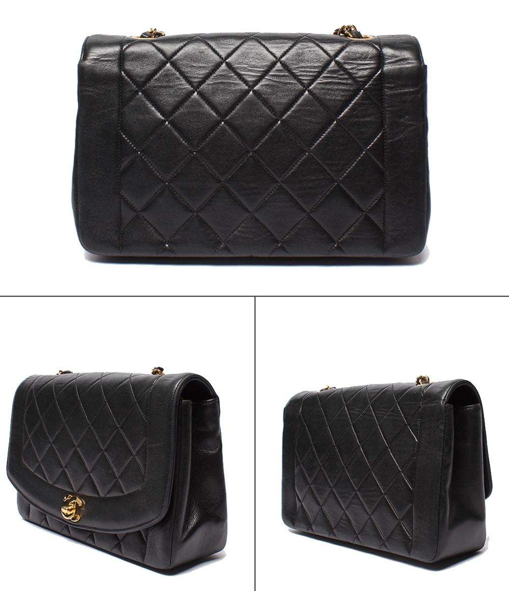 CHANEL チェーンショルダーバッグ ダイアナ 25 ラムスキン 2番台 ゴールド金具 シングルフラップ シングルチェーン マトラッセ レディース シャネル
