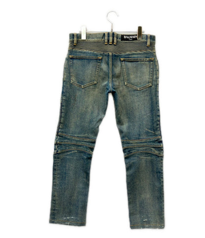 BALMAIN ダメージ加工 蛇腹バイカー スキニーデニムパンツ メンズ SIZE 29 (S) バルマン