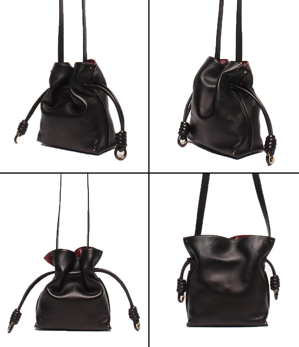 【良品！✨】LOEWE ロエベ ショルダーバッグ フラメンコ ノット 巾着 紺 ロエベのショルダーバッグ「フラメンコ ノット」の艶やかな光沢素材が